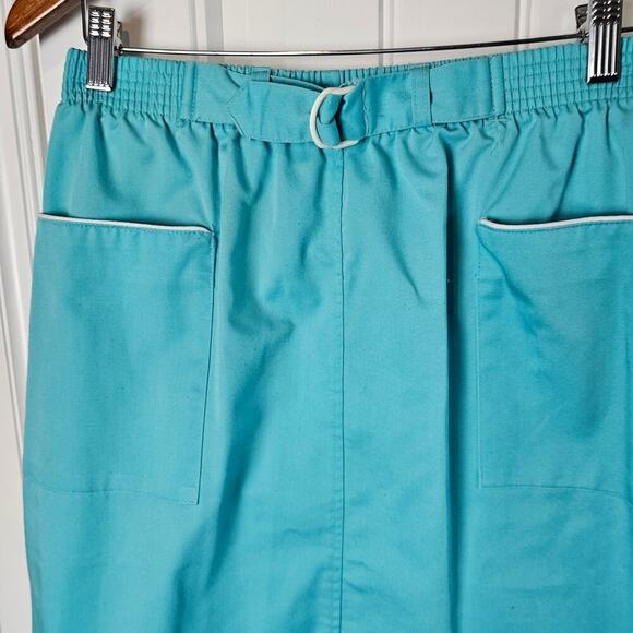 Vintage 70s Skirt Womens Size Large Blue Midi Preppy ALine Retro Coquette - Picture 3 of 8